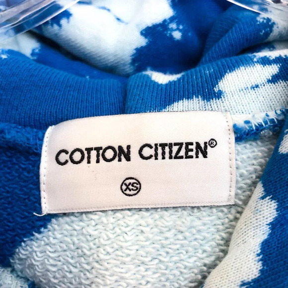 Cotton Citizen Brooklyn 100% Cotton Blue Tie Dye Oversized Hooded Sweatshirt XS - Picture 9 of 14